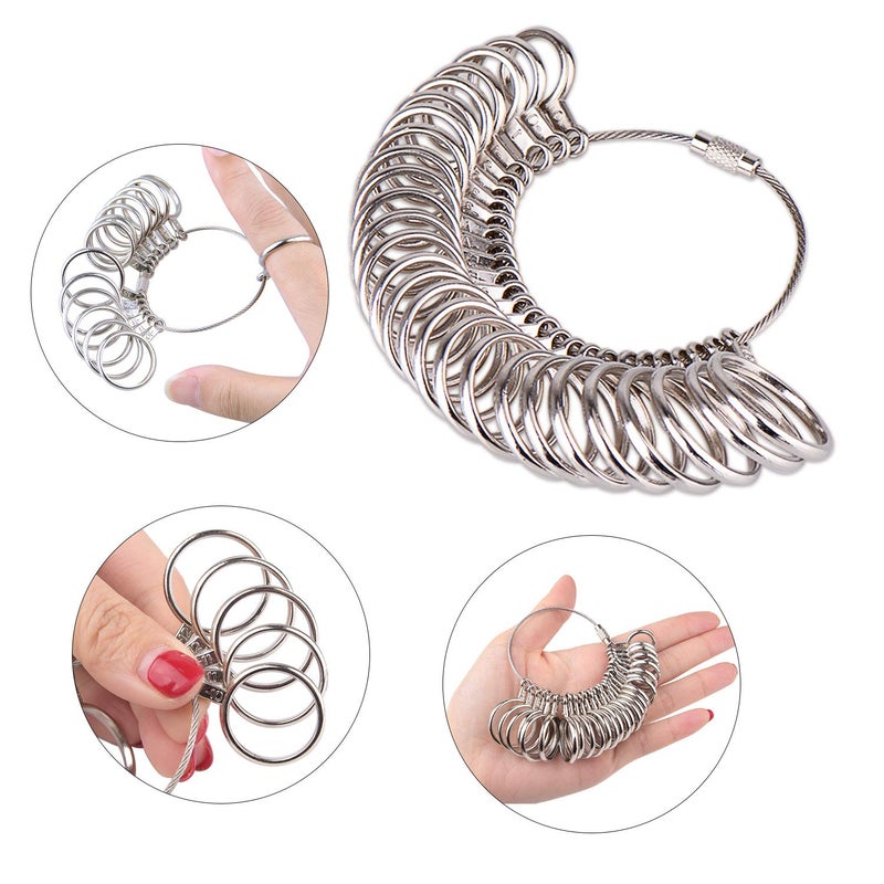 KUUQA Metal Ring Mandrel Ring Sizer, Ring Sizer Gauge Set, Rubber Hammer Mallet, Wood Ring Mandrel Adjuster Stick with 2 Piece Jewelry Polishing Cloths Jewelry Making Kit - Image 4